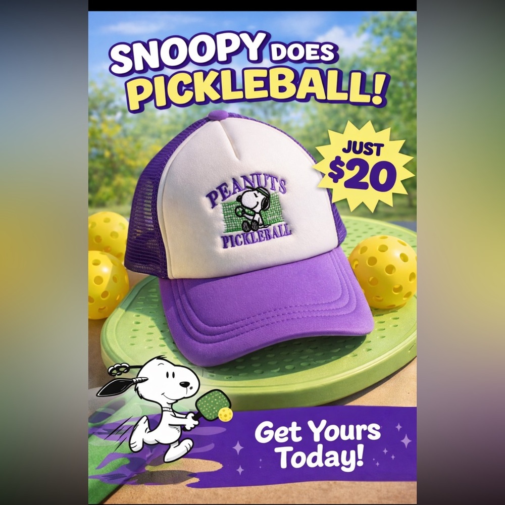 Snoopy pickle ball trucker hat